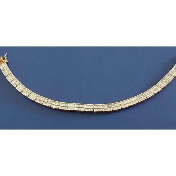 Beautiful Vintage Crushed Ice CZ Link Tennis Bracelet~18K/925SS - Picture 2 of 3